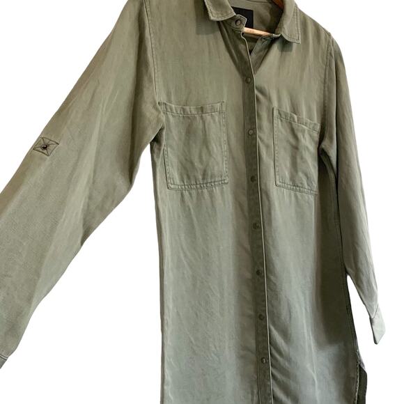 Rails Karlie Long Sleeve Utility Button Down Collared Shirt Dress Olive Green XS - Picture 4 of 11
